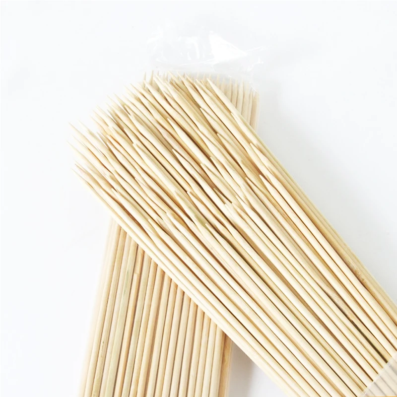 Natural Bamboo Skewers Sticks BBQ Barbeque Fruit Kabob Fondue Roasting-Fork 40cm x 4mm Twister Cotton Floss Sticks for 200pcs