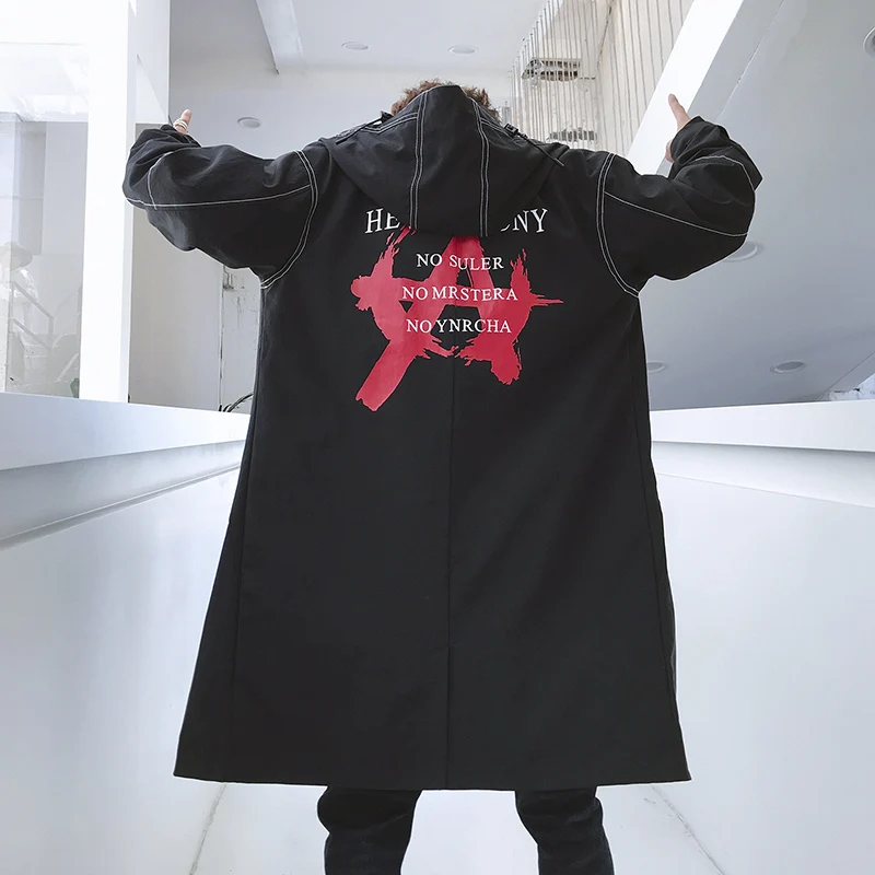 

Hip Hop Overcoat Stylish Mens Long Trench Coat Europe Trenchcoat Jacket Windbreaker Male Coat Trench US Size XS-XL