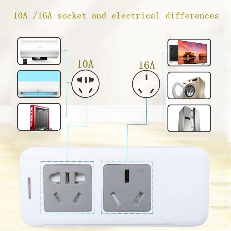 AU/CN вилка силовой полосы 10A to16A адаптер питания розетка высокой мощности удлинитель для бытовой техники Кондиционер