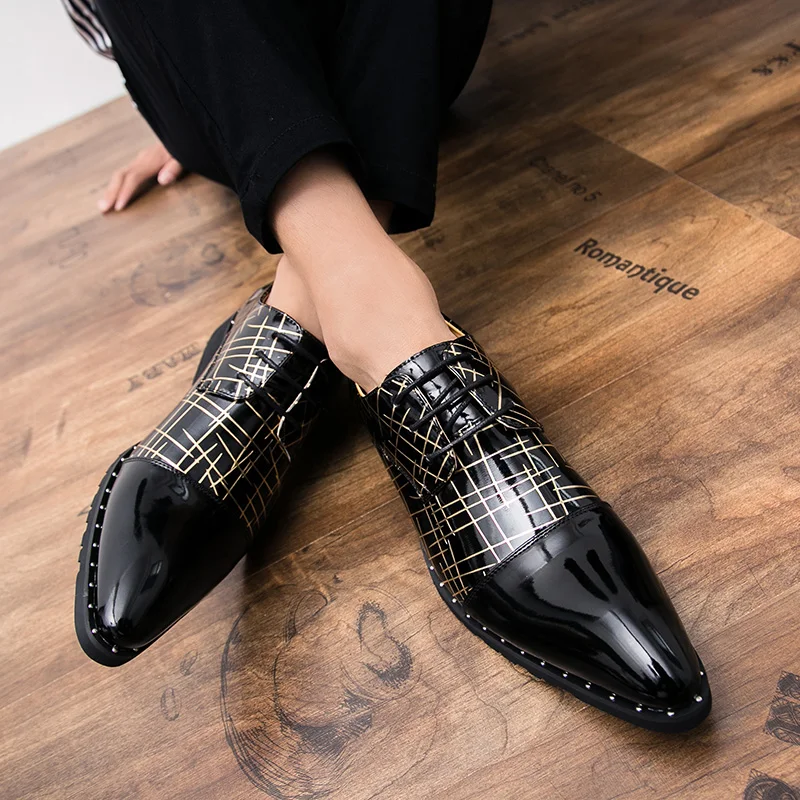 pointed toe mixed colors patent leather men shoes fashion dress ballroom dancing wedding pary flats derby oxfords shoes for men (21)