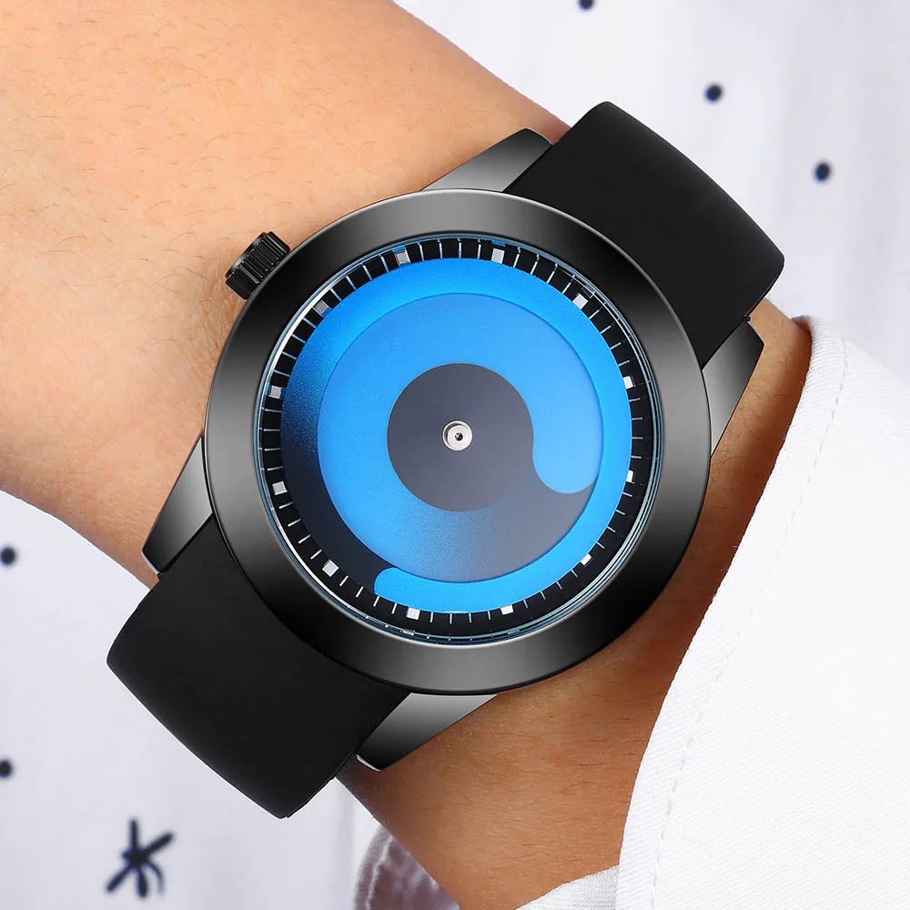 

2018 New Creative Men Watches Luxury Casual Silicone Watches For Men Waterproof Sports Rotate Quartz Watches Relogio Masculino