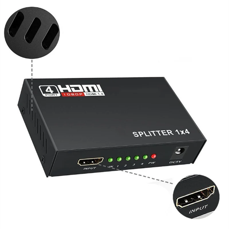 Trumsoon 1 In 4 Out HDMI Splitter 4 Ports 1080P 3D 1X4 HDMI Adapter Switch for PC HDTV Laptop Monitor Trumsoon 1 In 4 Out HDMI Splitter 4 Ports 1080P 3D 1X4 HDMI Adapter Switch for PC HDTV Laptop Monitor