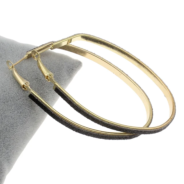 1 Pair Whole Price Gold Color Hoop Earring Leather Charm Designs 1 Pair Whole Price Gold Color Hoop Earring Leather Charm Designs Punk Fashion Women