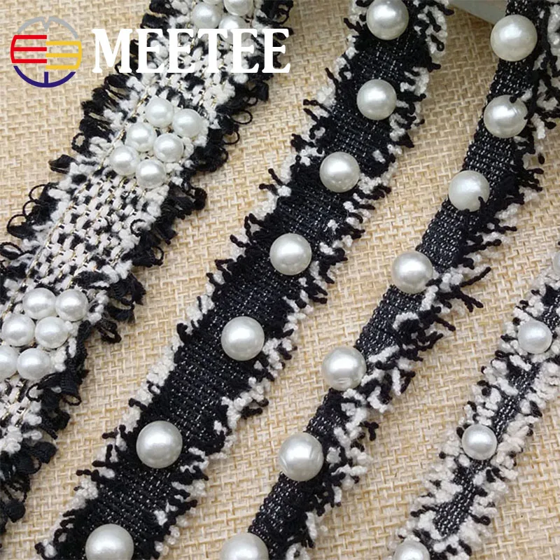 

1Pack Vintage Pearl Beaded Embroidered Lace Trim Ribbon Elastic Lace Fabric Handmade DIY Wedding Dress Sewing Craft KY2123