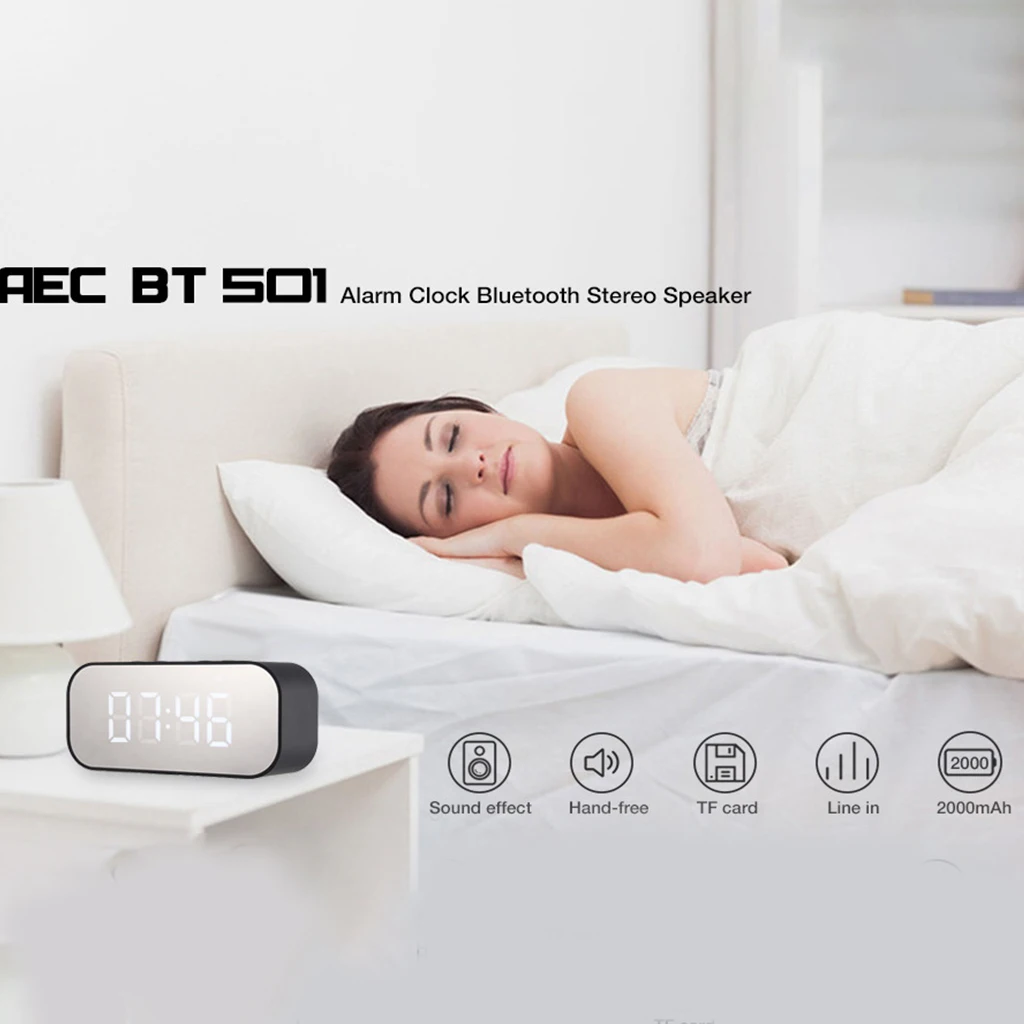 Lewinner Многофункциональные Беспроводные Bluetooth колонки с часами Домашний Мини светодиодный дисплей цифровой Настольный будильник для офиса спальни