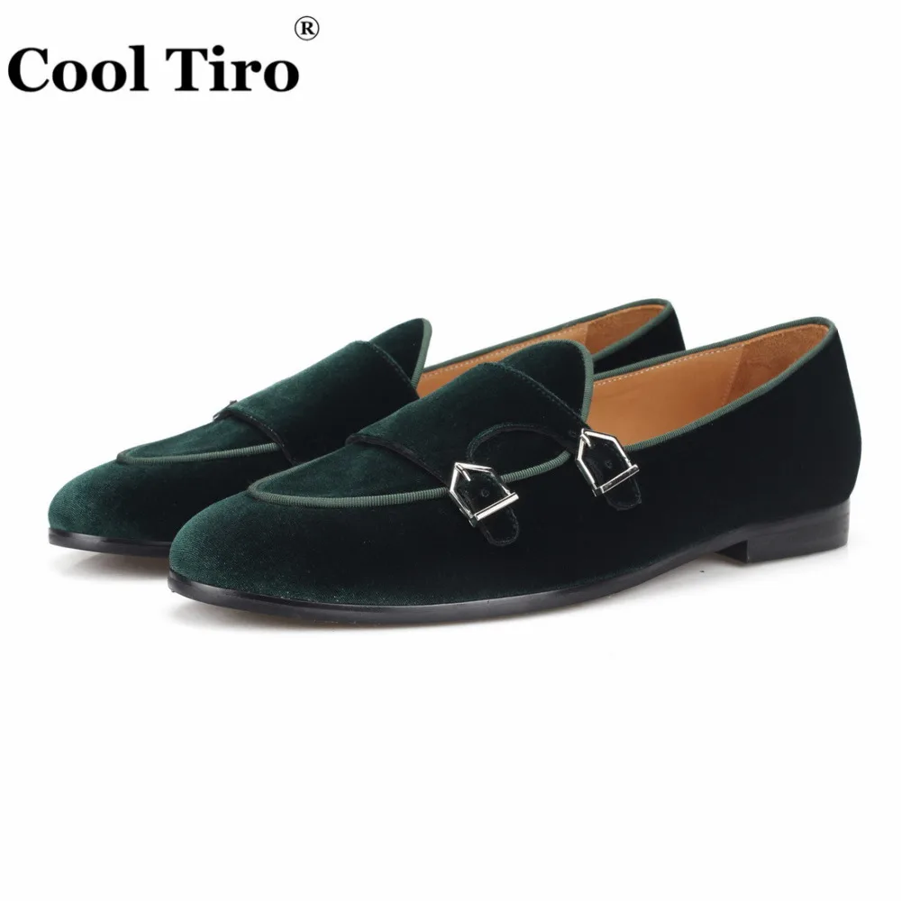 Green Velvet Double-Monk Belgian Loafers  (3)