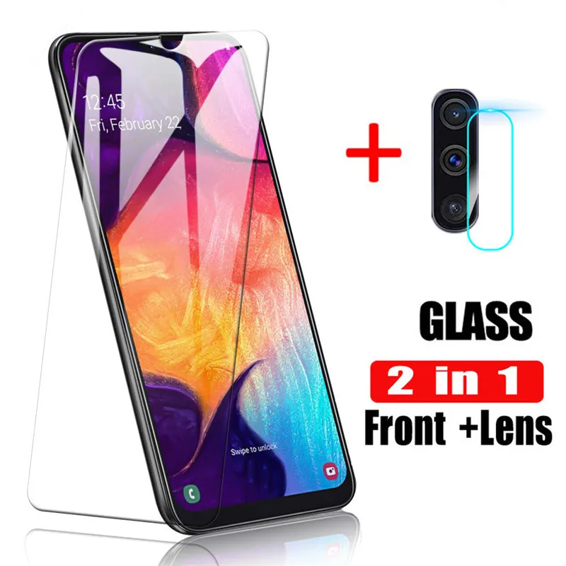 

2 in 1 A 50 Tempered Glass on For Samsung Galaxy A50 Camera lens Screen Protector Glass Galaxy A50 A505F Protective Safety Film