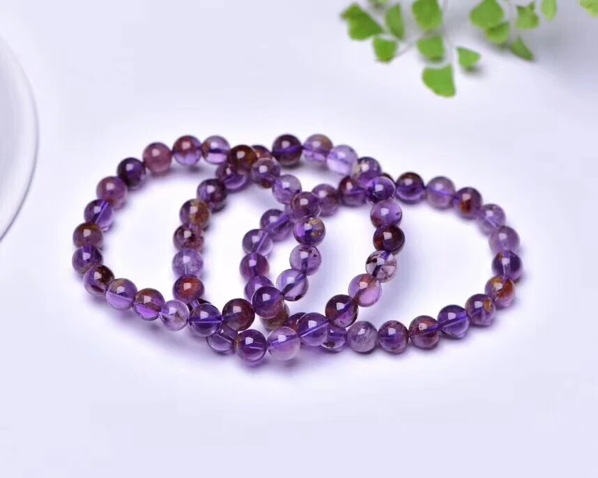 

Natural Purple Phantom Cacoxenite Quartz Round Beads 7mm 8mm 9mm 10mm Crystal Women Men Bracelets Fashion Reiki Rare Stone AAAAA