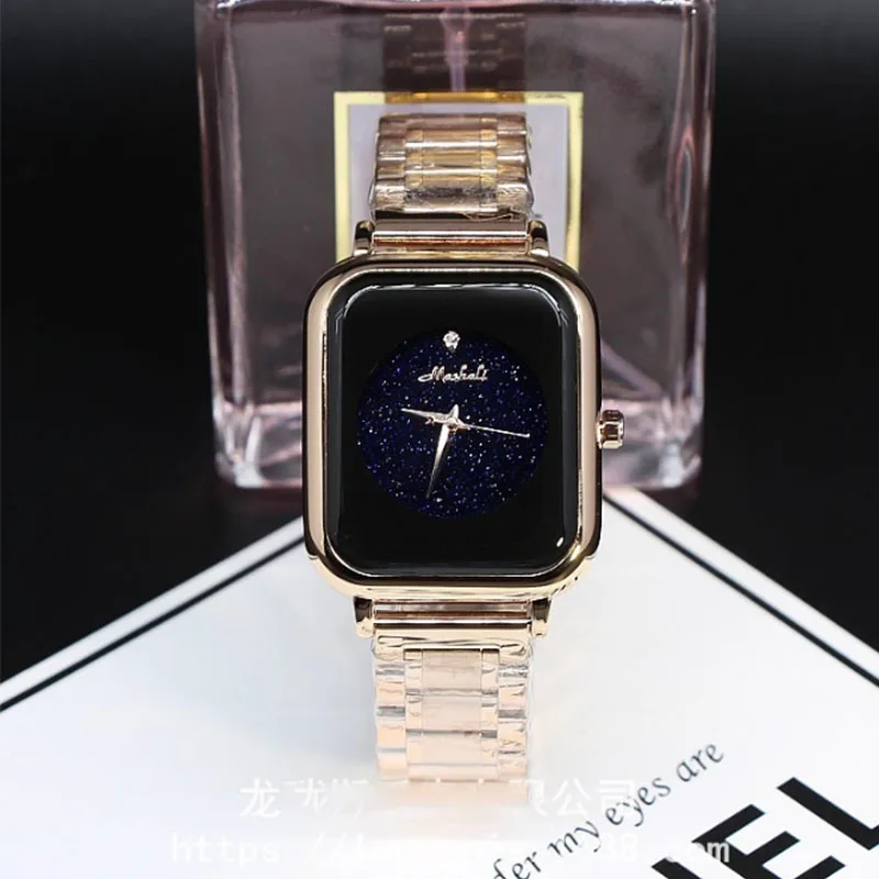 

New Design Mshali Brand Square Face With Crystal For Women Precise Quartz Movement Stainless Steel Lady Gift Watch