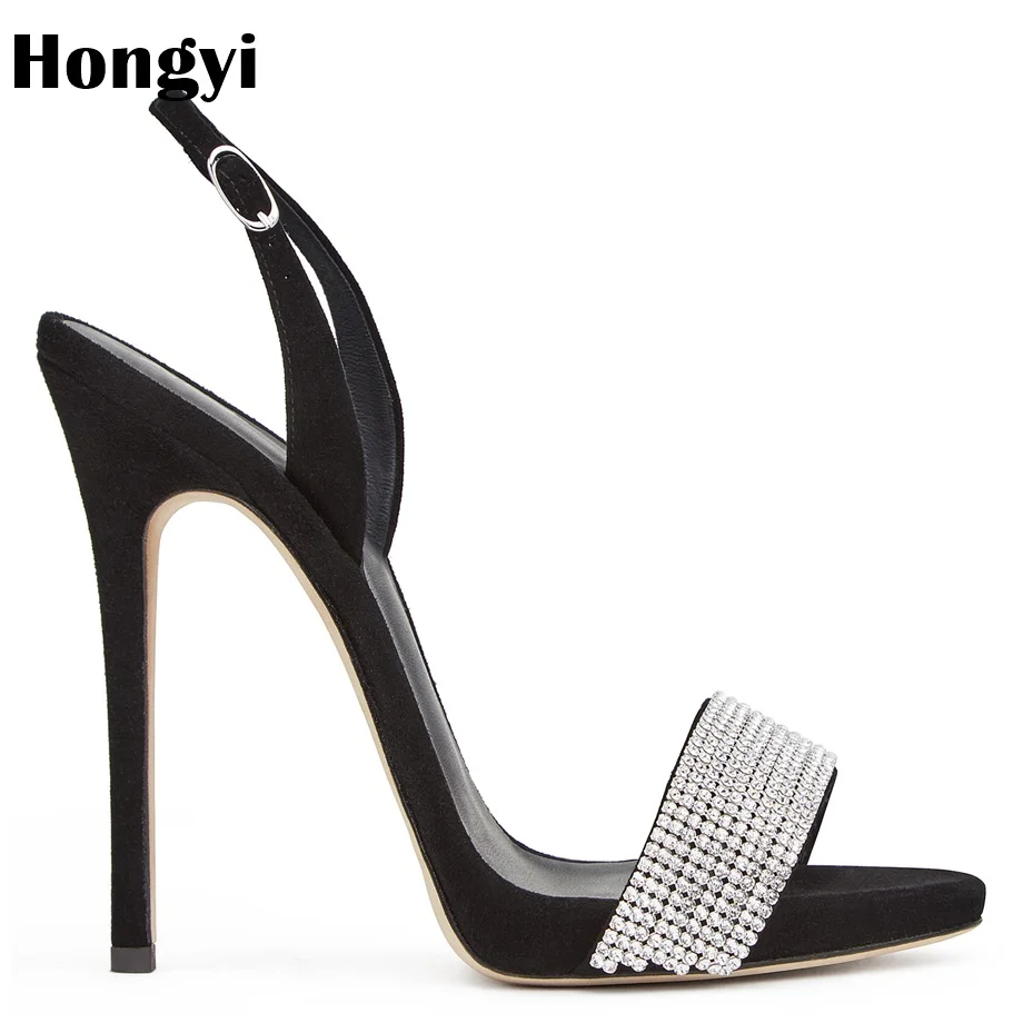 Hongyi/женские сандалии-гладиаторы с кристаллами; пикантные женские босоножки на высоком каблуке со стразами; летние женские туфли-лодочки