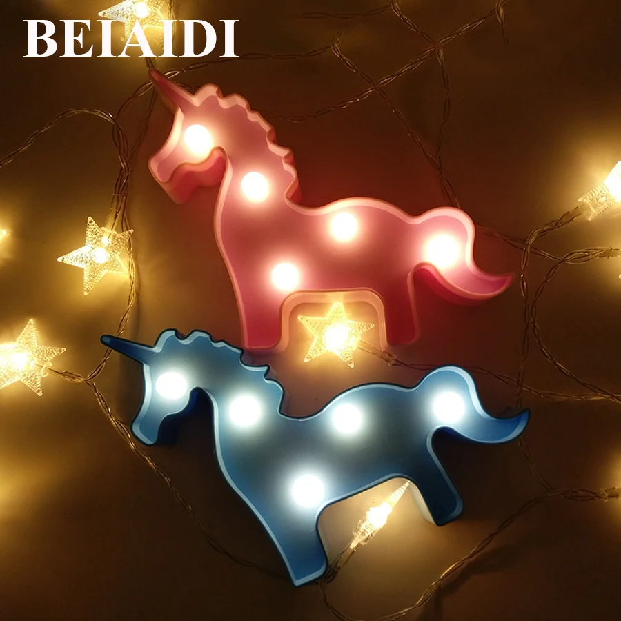 

BEIAIDI Mini 3D LED Unicorn Flamingo Night Lamp Cartoon Animal Night Lights Cactus Pineapple Desk Table Lamp For Baby Kids Gift