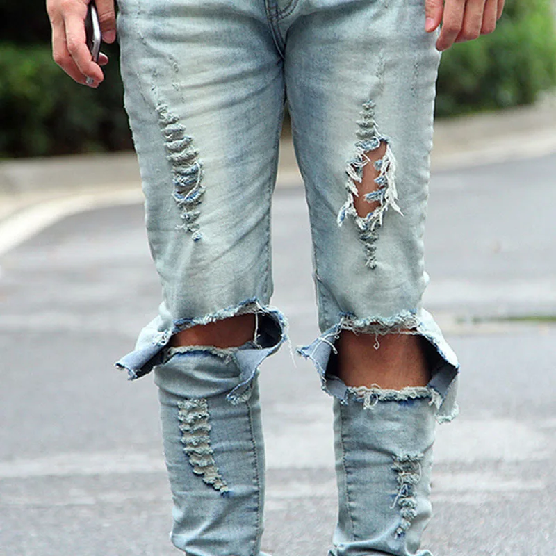 Хит, модные весенние уличные повседневные рваные байкерские джинсы в стиле хип-хоп