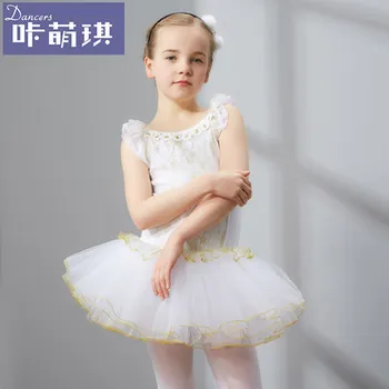 

Free ship girls childrens white/black lace embroidery ballet leotard princess tutu dress fairy tale