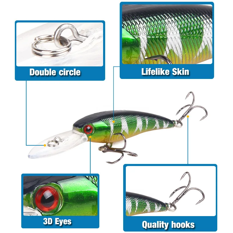 طعوم صيد سمك البلمة 9 سنتيمتر 7g الطعوم الثابت الاصطناعي جودة Crankbait Wobblers باس بايك 6 # السنانير العائمة الطعم طعوم صيد سمك البلمة 9 سنتيمتر 7g الطعوم الثابت الاصطناعي جودة Crankbait Wobblers باس بايك 6 # السنانير العائمة الطعم