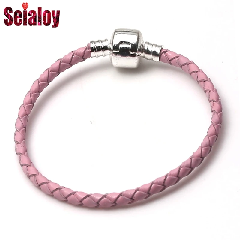 

SEIALOY Cartoon Single Loop Woven Leather Bracelet For Women Handmade Multicolor Leather Friendship Pandora Bracelets Gift