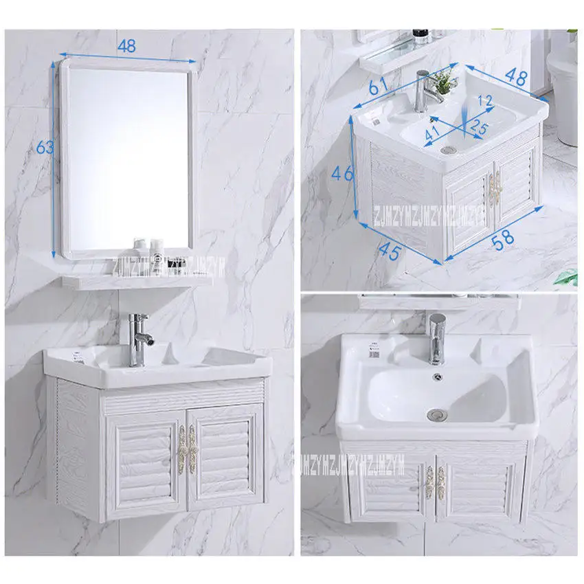 D tap Basin Cabinet 4860C-2 Мини Простой настенный шкаф для раковины, керамический стол для мытья ванной комнаты, шкаф для маленькой комнаты, алюминиевый шкаф с зеркалом - Цвет: D tap Basin Cabinet