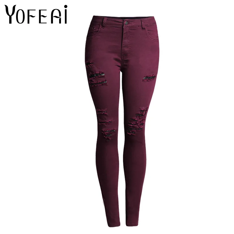 YOFEAI 2017 NEW Ripped Jeans Voor Vrouwen Fashion High Waist Jeans Skinny jeans Women Denim Jean