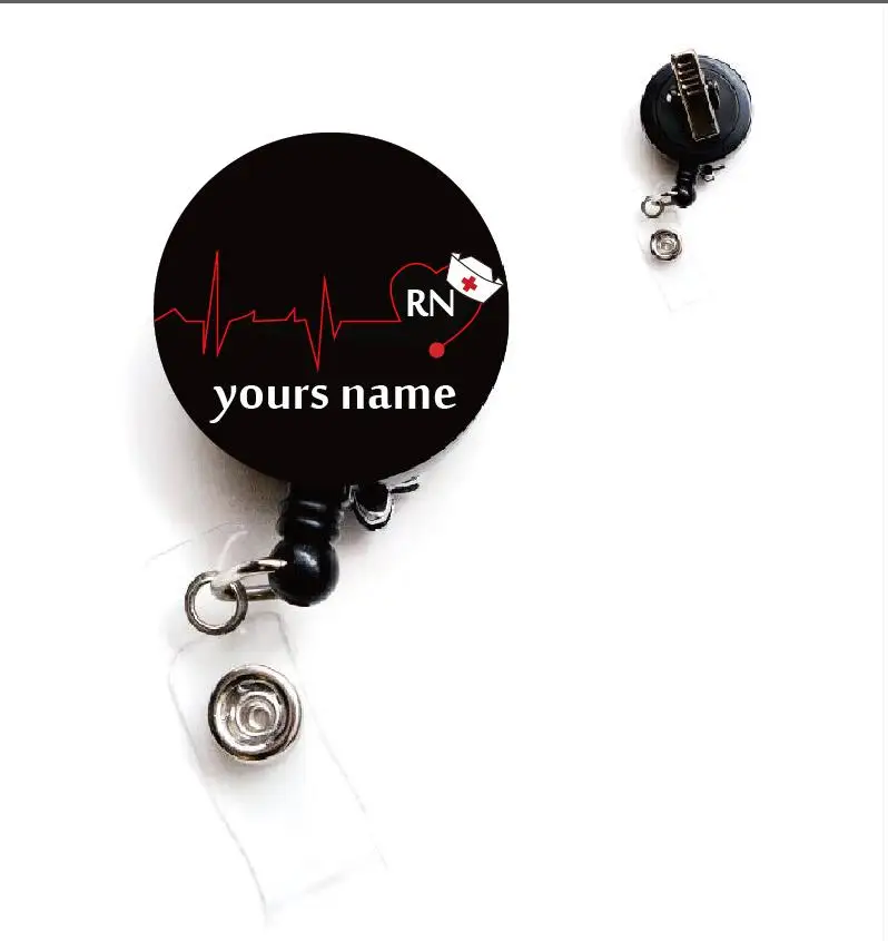 

Personalized names retractable id badge reel