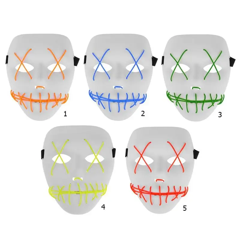Хэллоуин СВЕТОДИОДНАЯ световая Маска Косплей Костюмные принадлежности для детей взрослые холодные светящийся яркий маски светятся в