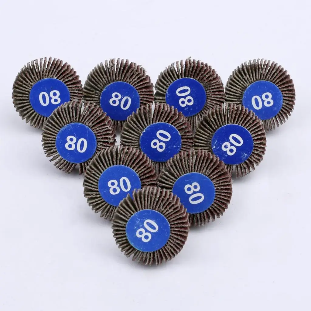 80 Grit Sanding Sandpaper Flap Wheels Deburring Polishing Rotary Tools 10pcs