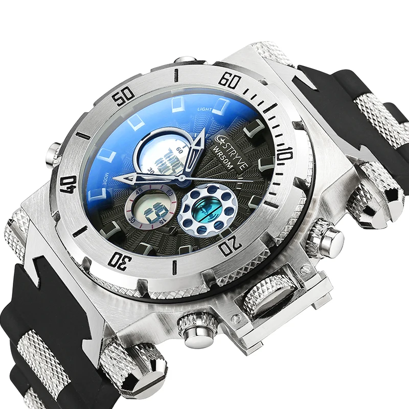 STRYVE Luxury Brand Mens Sports Watches Dive 50m Digital LED Military Watch Men Fashion Casual Elec