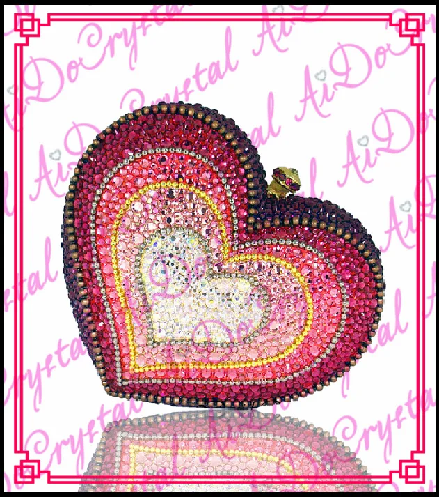 Aidocrystal red heart shape ladies clutch handbag for bridal ladies