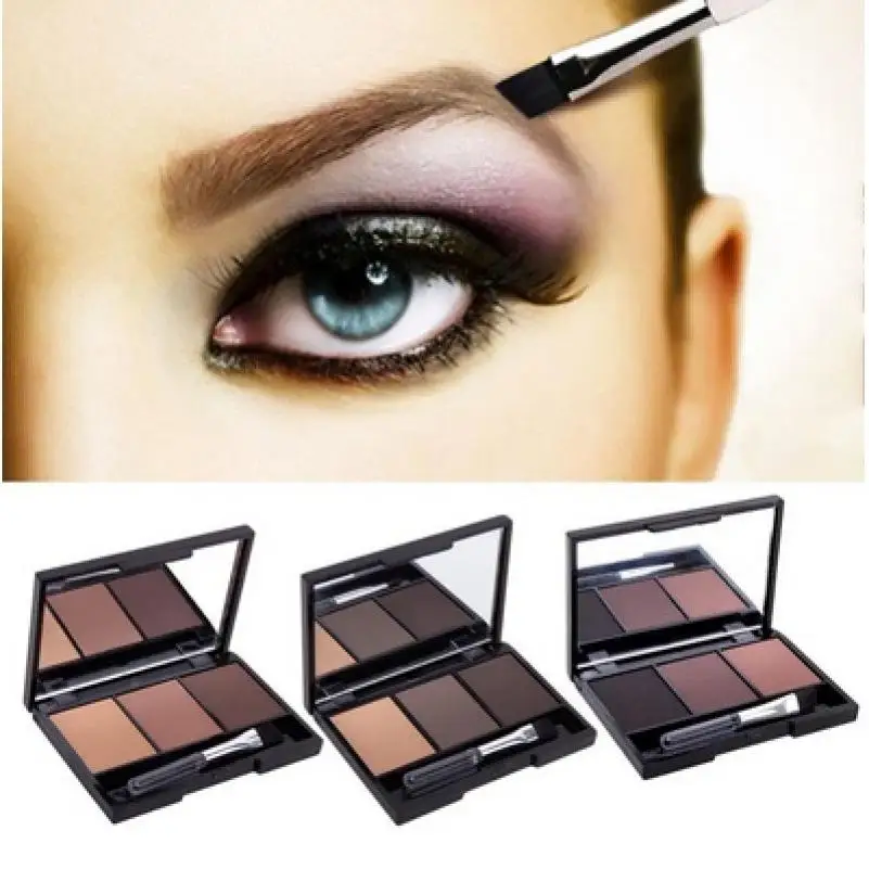 

2019 HOT SALE Eyebrow powder waterproof 3 colors shadow palette makeup eyebrow brush