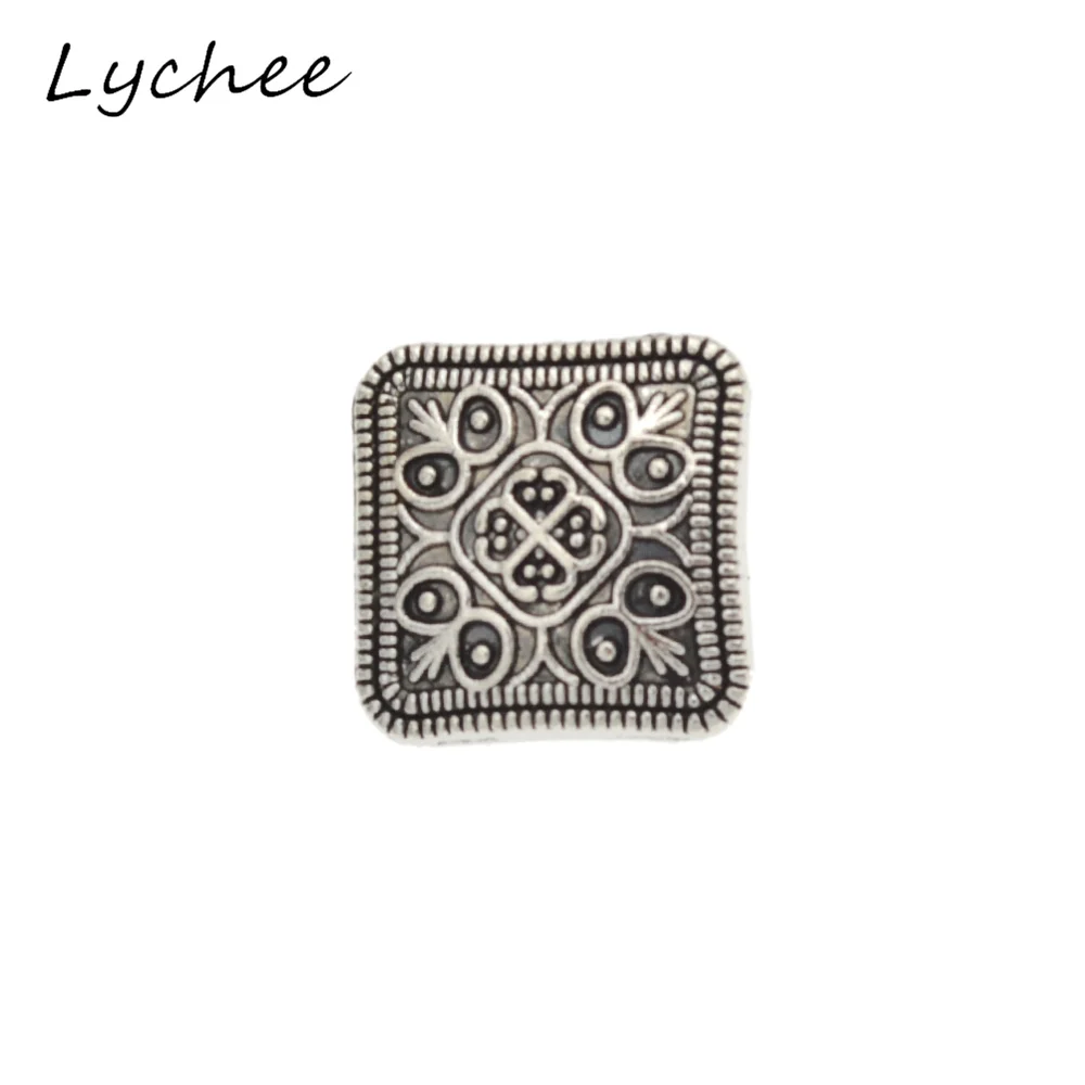 Lychee 10 шт. Геометрическая Квадратная Металлическая пуговица с хвостовиком для