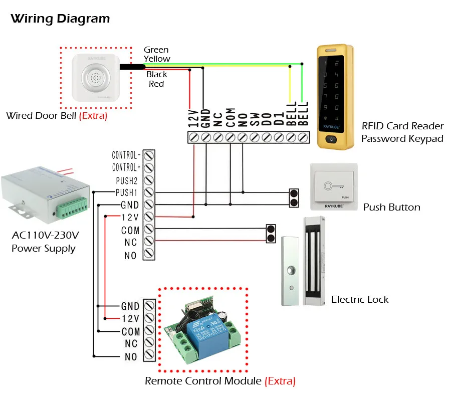 RAYKUBE доступа Управление RFID 125HKz Водонепроницаемый IPX3 металлический пароль сенсорная клавиатура для двери Система контроля доступа R-T04, золотистый