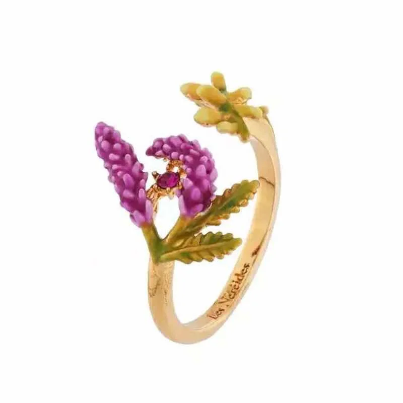 

2018 Amybaby Designer Handmade Enamel Glaze Pink Flower Lavender Necklace No Piercing Drop Earring Adjustable Ring Jewelry