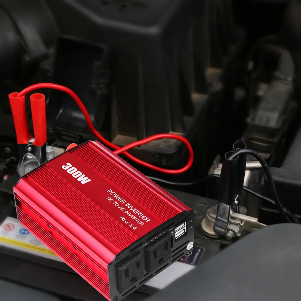 Автомобильный инвертор конвертер 300 Вт DC В AC 2 USB двойной интерфейс переменного тока автомобильный инвертор адаптер модифицированная Синусоидальная волна США штекер