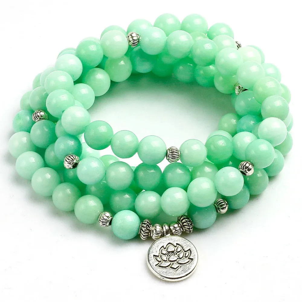 

8mm Green Chalcedony Charm Bracelet Bead Multilayer Bracelet for Men and Women Energy Meditation Healing Bangle Yoga Jewelry