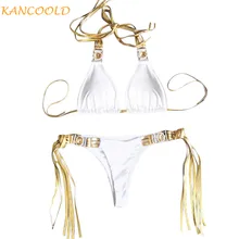 KANCOOLD женская одежда купальник с высокой талией женские эротичные купальники женские Холтер однотонные кисточки бандаж раздельный купальник