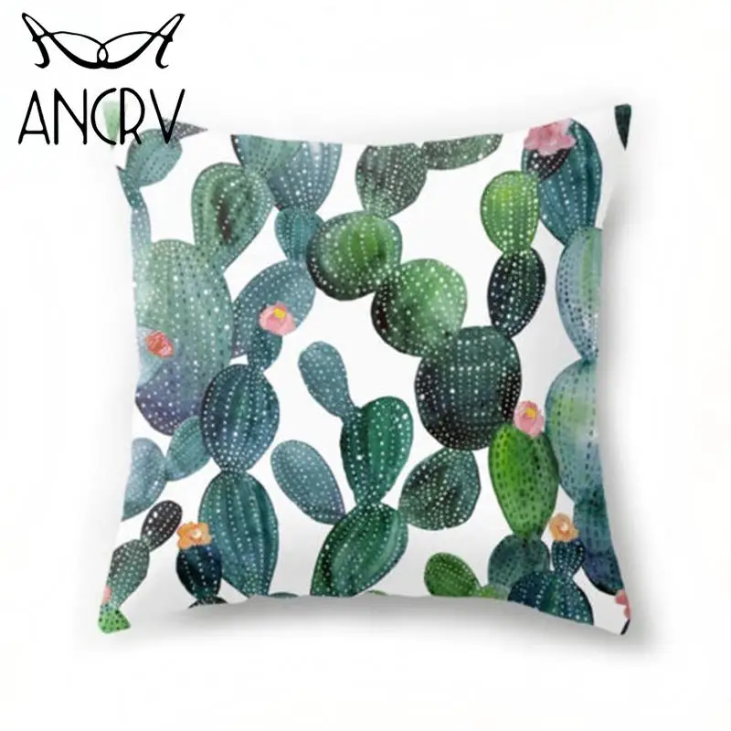 

ANCRV Tropical Plants Polyester Cactus Cushion Covers Flowers Cushion Cover Decorative Pillow Case VQT0965 VQT0965