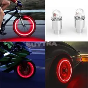 Flash Deal Blue,Red 2PCS LED Wheel Valve Stem Cap Tire Motion Neon Light Lamp For Bike Bicycle Car Motorcycle 0