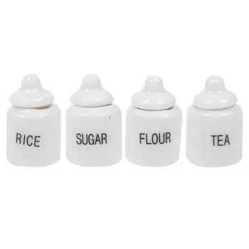 

1:12 Dollhouse Miniatures Accessories Porcelain Jar Set DIY Handmade Doll House Kitchen Ceramic Ornament Decoration