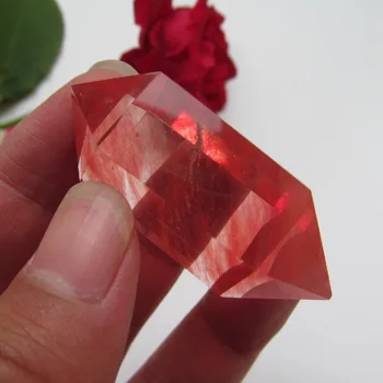 

40-50mm Natural Red smelt Stones Quartz Crystal Wand Point Healing Degaussing Gemstone For DIY Crafts Pendant Home Decor
