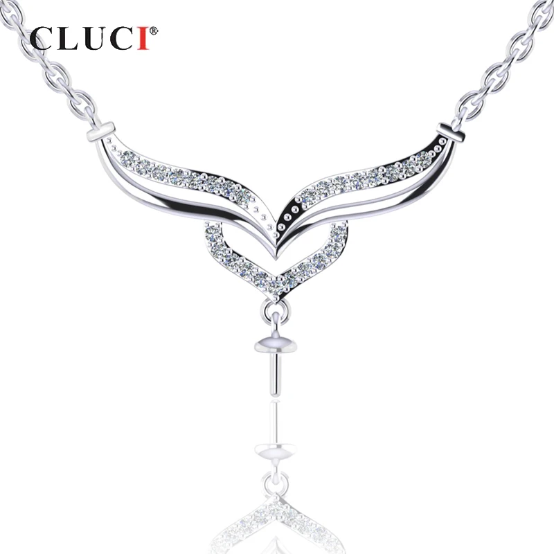 

CLUCI 925 Sterling Silver Angel Swing Heart Luxury Zircon Pendant Necklace for Women Valentine Day Gift Necklace Jewelry