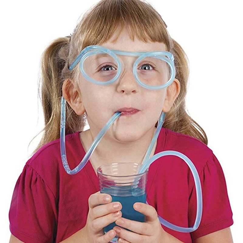 Funny Soft Novelty Eye Glasses Design Drinking Straw Toy Party Birthday Gift Child Adult DIY Straws