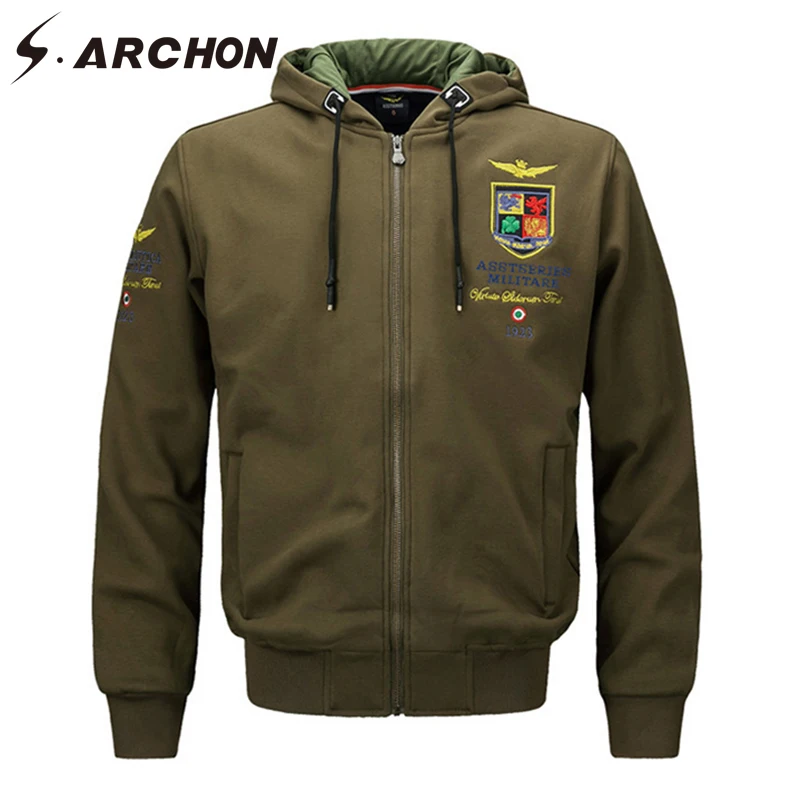 

S.ARCHON US Air Force 1 Military Tactical Pilot Jacket Men Autumn Airborne Army Flight Jacket Coat Plus Size Hoodies Sweatshirts