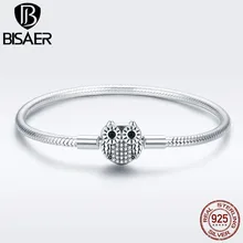 BISAER, Подлинная 925 пробы Серебряная цепочка в виде змеи, животное, Сова, застежка, цепочка в виде змеи, браслет для женщин, 925 серебряные ювелирные изделия, S925 GXB067