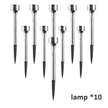 10 шт./лот ABS 2 W 3,7 V Солнечный светодиодный газон уличный светильник из нержавеющей стали ночного освещения 100LM IP65 водонепроницаемый