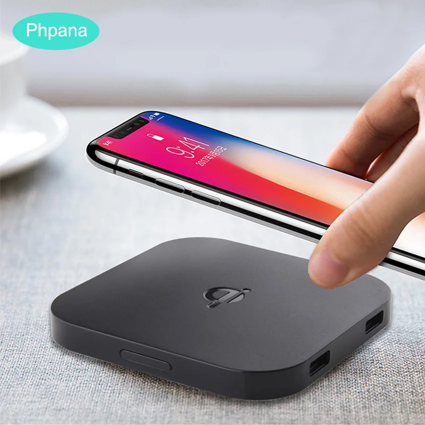 

Qi Wireless Charger 10W For iPhone X 8 Plus Slim Fast Charger QC2.0 3.0 For Samsung Galaxy S8 S9 S7 Edge Qi 2USB Fast Charge Pad