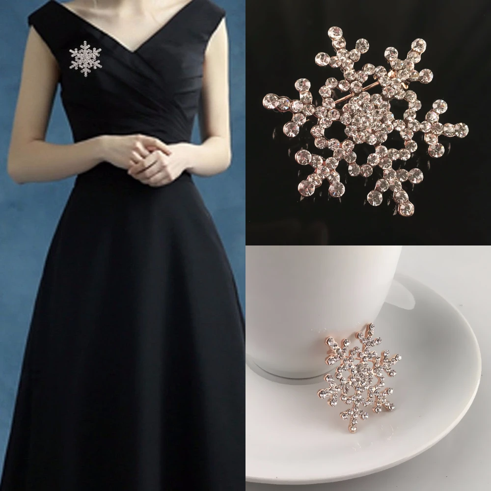 

Fashion Exquisite Snowflake Corsage High Quality Jewelry Sparkling Snow Brooch Female Boutonniere Perfect for Evening Dress