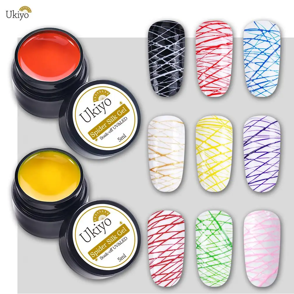 

Ukiyo 5ml Spider Silk Gel Nail Polish Point To Line Drawing Painting Pulling Silk Spider Gel Varnish Nail Decoration DIY Design