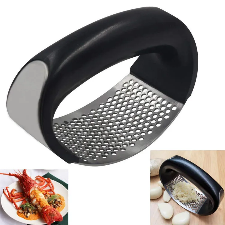 

Garlic Press Rocker Garlic Mincer Manual Ginger Crusher Garlic Squeezer Masher Slicer Chopper Staineless Steel Kitchen Gadget wi