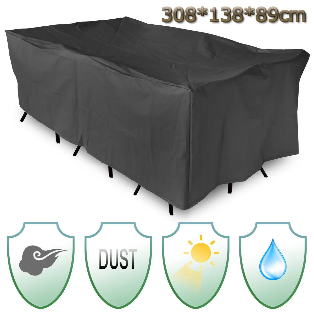 Waterproof Patio Garden Furniture Cover 308x138cm Chair Table Cover Rain Dust UV Resistant Table Cloth Home Textiles Supplies Waterproof Patio Garden Furniture Cover 308x138cm Chair Table Cover Rain Dust UV Resistant Table Cloth Home Textiles Supplies