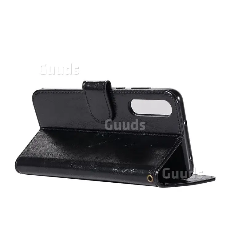 Luxury Retro Leather Wallet Case for Huawei P20 Pro - Black