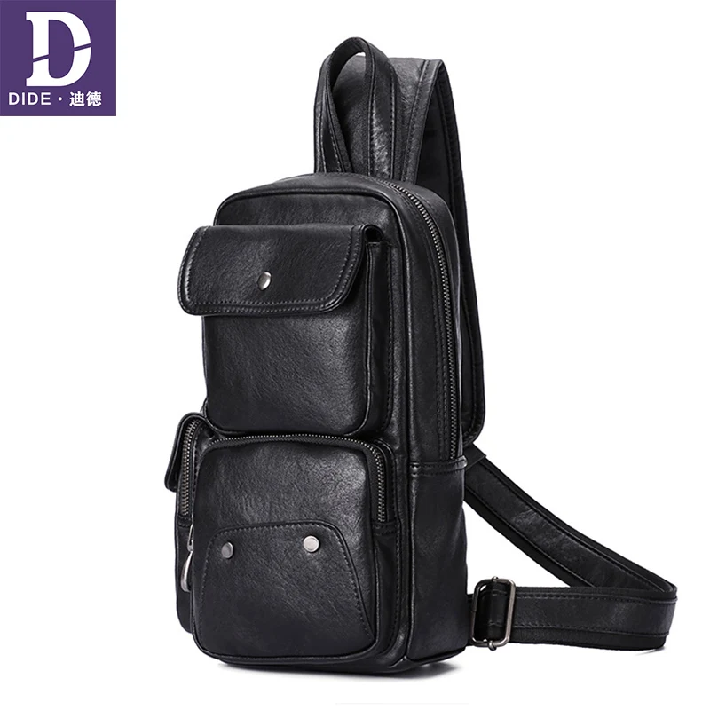 

DIDE High Quality Cross Body Bags Messenger Pack Men's Shoulder Bag Male bag ipad Messenger Bag Leather Men Chest Pack