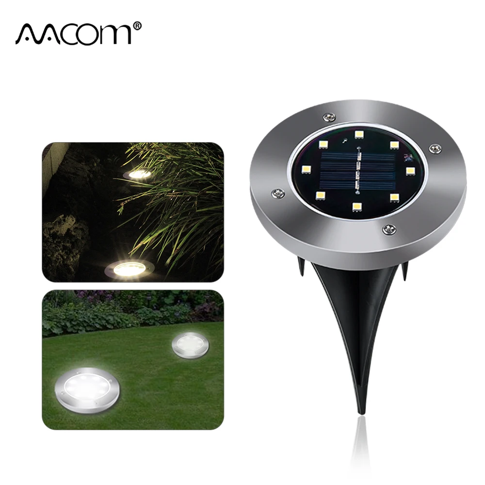 Solar Powered LED Lawn Light 8 LEDs IP65 Waterproof Outdoor Garden